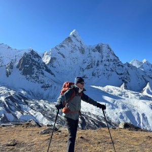 our client in front of everest