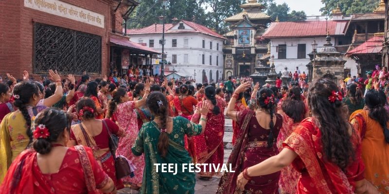 Nepali Women Dancing During Teej Festival